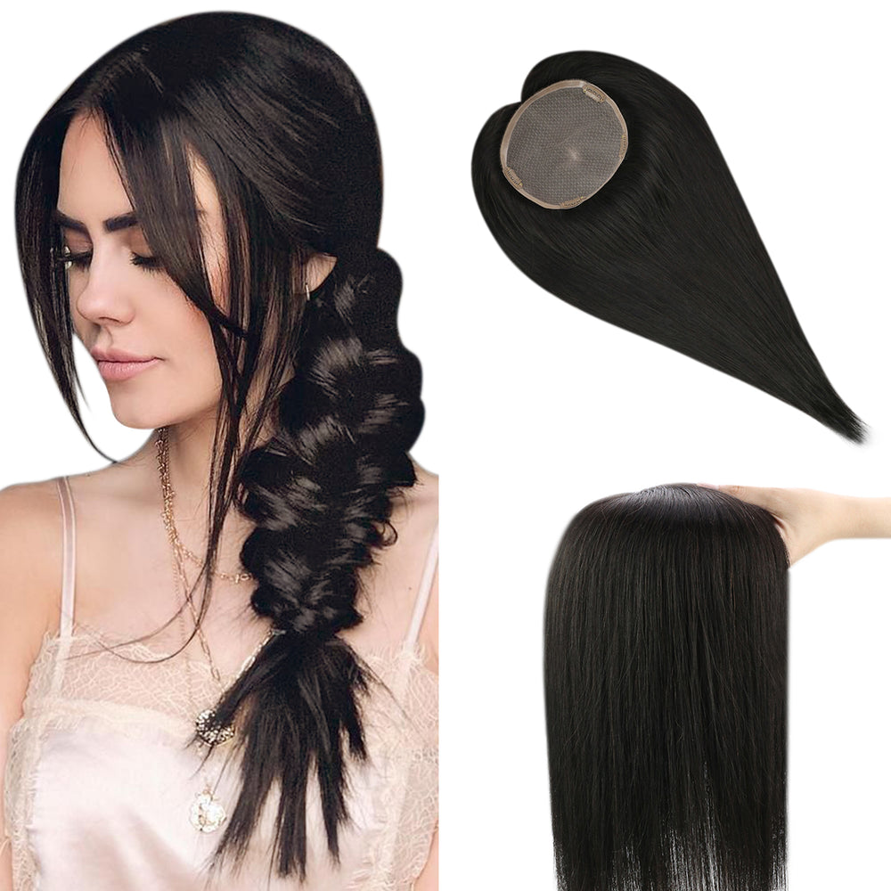 Toppers Hair Pieces 13*13cm Remy Human Hair Off Black #1B |Easyouth