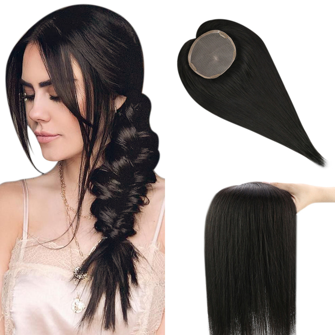 Toppers Hair Pieces 13*13cm Remy Human Hair Off Black #1B |Easyouth