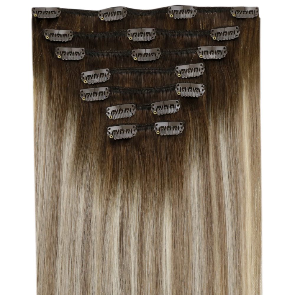 balayage clip in human hair extensions