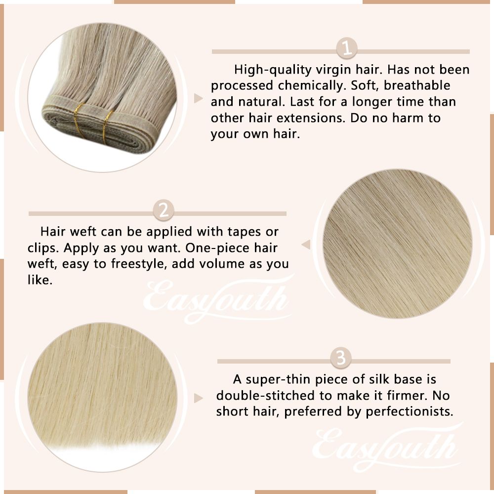 hair weft human hair seamless weft hair extensions flat silk weft invisible weft hair extensions