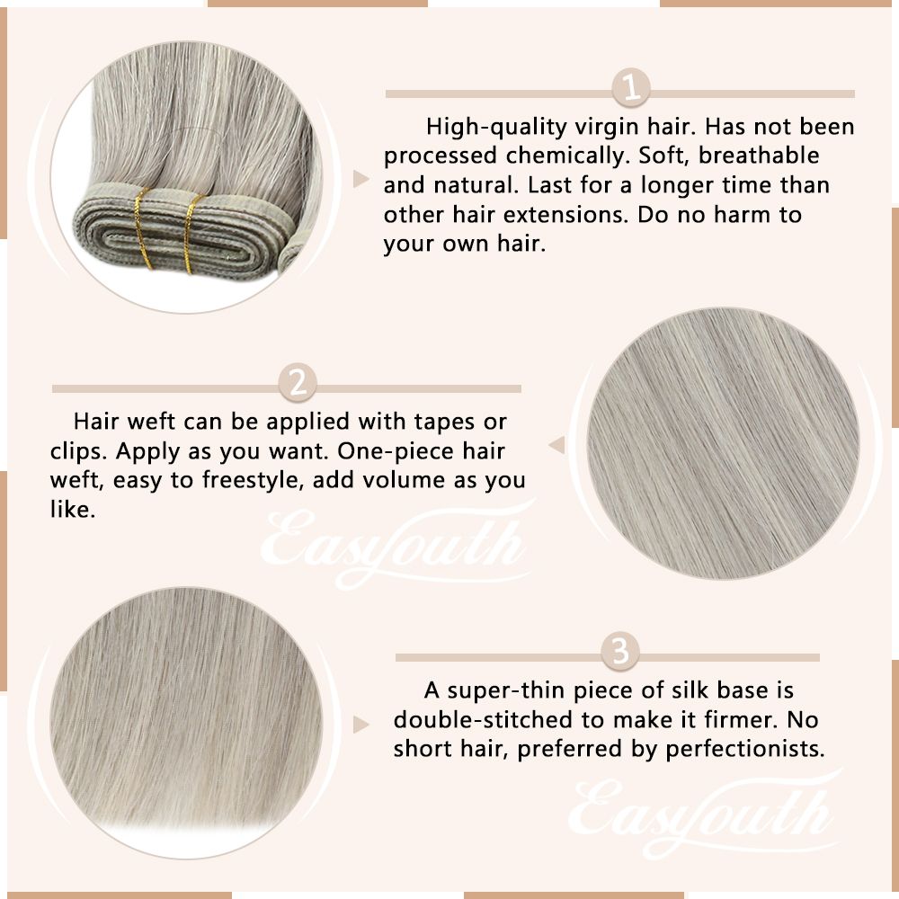sew in human hair extensions silver hair extensions seamless tape in hair extensions real human hair extensions