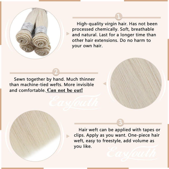 hand tied hair weft extensions
