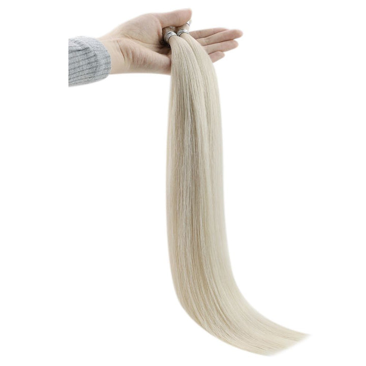 ice blonde handmade weft extensions
