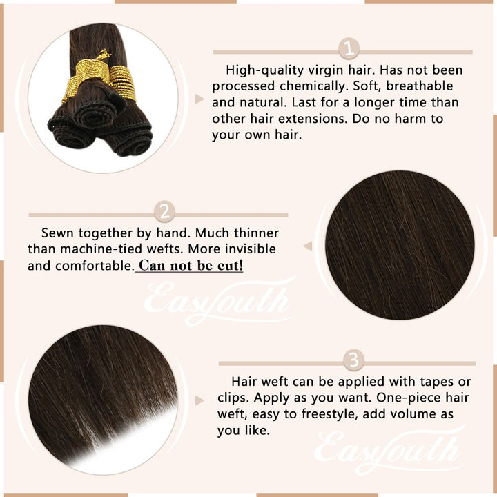hand sewn weft extensions dark brown wefts hair extensions skin weft hair extensions seamless weft hair extensions