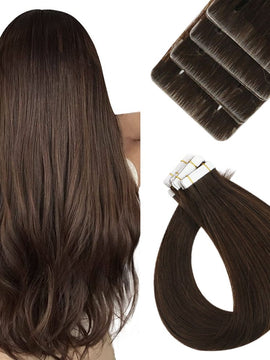 Tape in Permanent Hair Extensions Professional Virgin Hair Injection Tape Dark Brown Raw #4