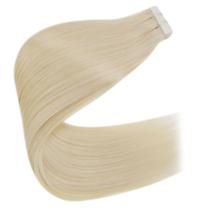 22 inch Tape in Hair Extensions Remy Human Hair Platinum Blonde