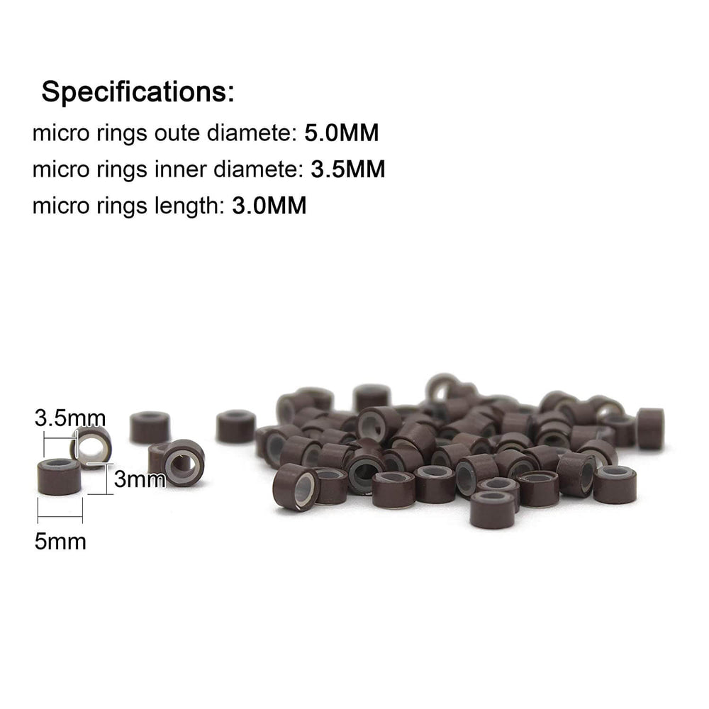 Silicone Lined Beads Micro Link Rings Hair Extensions Tool - Black
