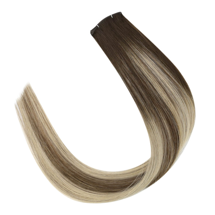 [New Color] Virgin Hair Invisible Genius Weft Hair Extensions Balayage Brown with Blonde #4/8/4/22/800