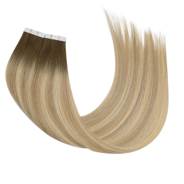 [Promotion]Virgin Tape in Hair Extensions Blonde Highlight Brown human hair #4/10/16 |Easyouth