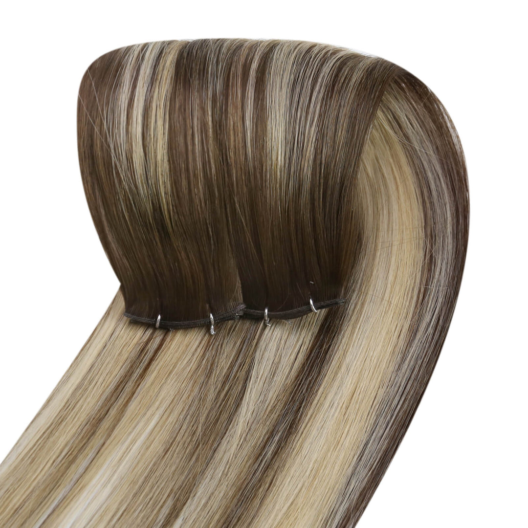 [New Color] Virgin Hair Invisible Genius Weft Hair Extensions Balayage Brown with Blonde #4/8/4/22/800