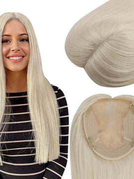 Real Human Hair Topper Crown Topper Hair Extensions 6*7 inch Blonde Hair 60
