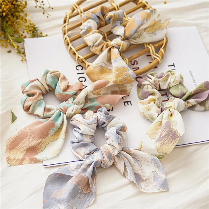 Easyouth Hair Colorful Bow Scrunchie