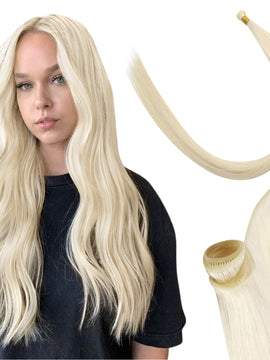 Genius Weft Hair Extensions Best Virgin Hair 100% Real Human Hair Blonde #1000