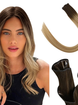 High Quality Hair Weft Genius Extensions Virgin Hair Balayage Brown#3/8/22 Easyouth