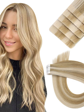 [New]Best Tape In Hair Extensions On Short Hair Virgin Injection Top Hair Blonde #P16/22