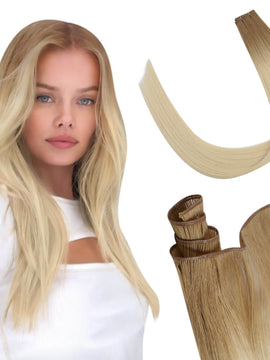 [NEW Color]Best Hair Extensions Genius Weft Virgin Hair Balayage Blonde #R12/60