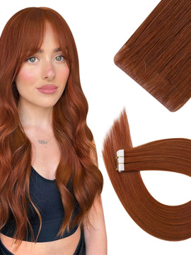 [New]Copper Hair Extensions Healthy Virgin Injection Human Tape In Hair Extensions#33