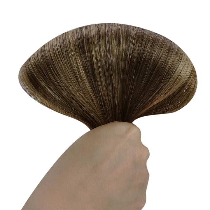 [NEW]Weft Human Hair Extensions Virgin Hair Balayage Brown #BM |Easyouth