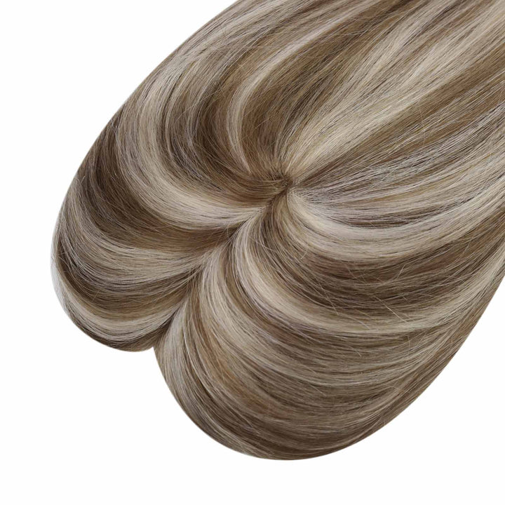 Toppers Hair Pieces 13*13cm Remy Human Hair Brown with Blonde Highlights P8/60 |Easyouth