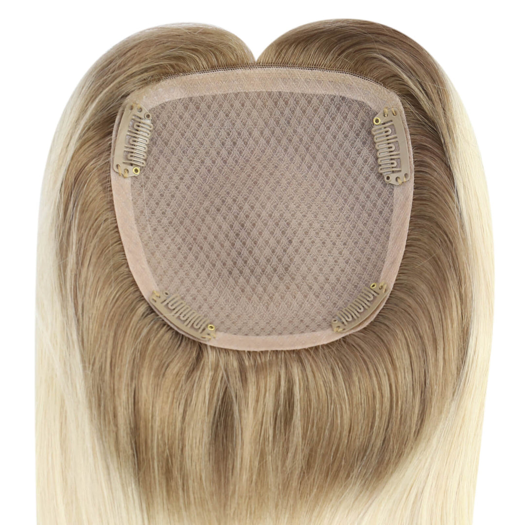 Toppers Hair Pieces 13*13cm Remy Human Hair Brown to Blonde 10t/613 |Easyouth