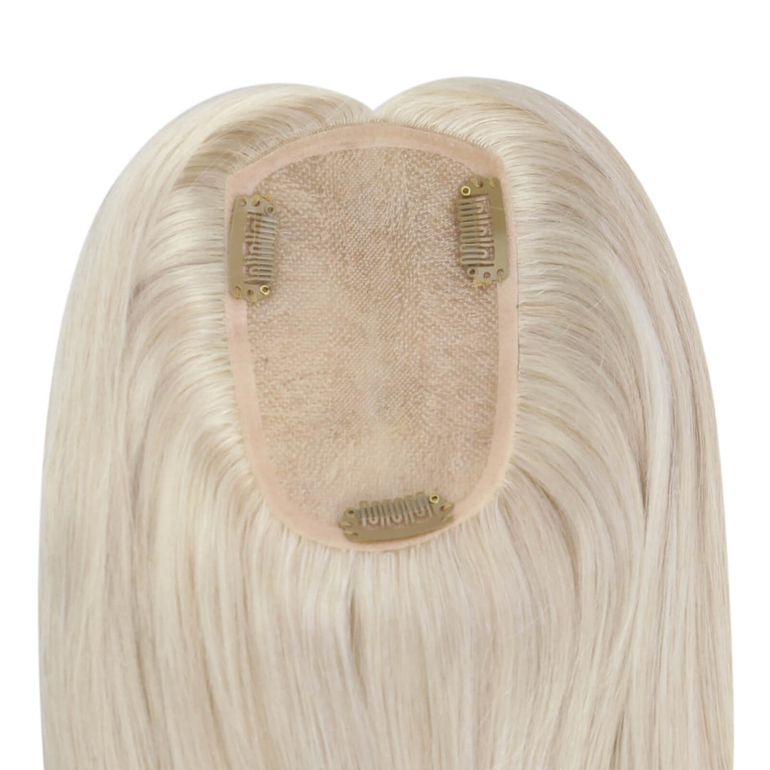 Toppers Hair Pieces 3*5inch Remy Human Hair Platinum Blonde #60 |Easyouth