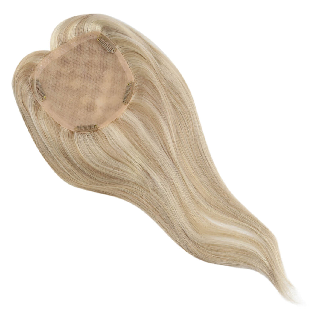Toppers Hair Pieces 13*13cm Remy Human Hair Highlighted Blonde #18/613 |Easyouth