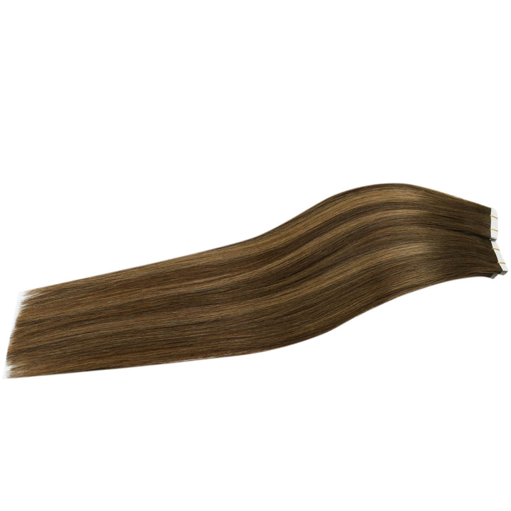 [NEW] Tape in Extensions Virgin Human Hair Balayage Brown #BM |Easyouth