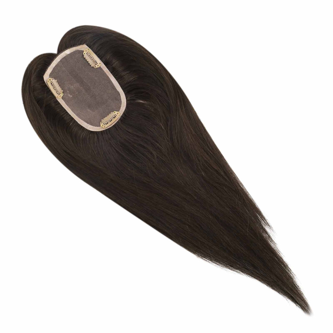 Toppers Hair Pieces 3*5inch Remy Human Hair Darkest Brown #2 |Easyouth