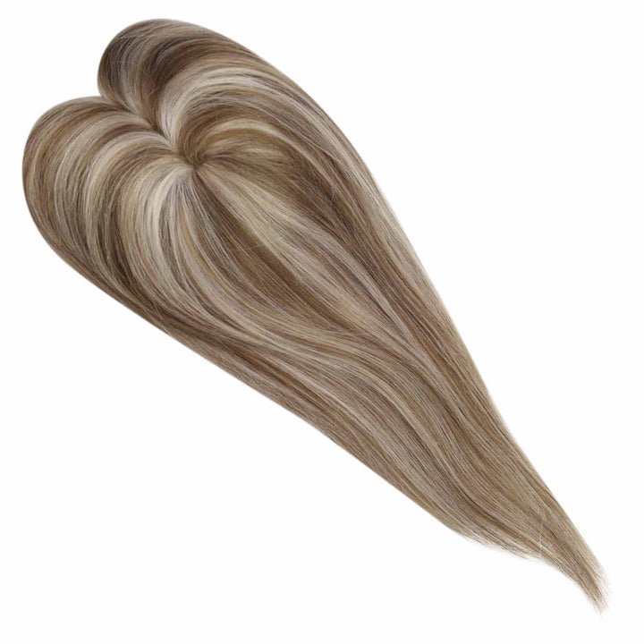 Toppers Hair Pieces 13*13cm Remy Human Hair Brown with Blonde Highlights P8/60 |Easyouth
