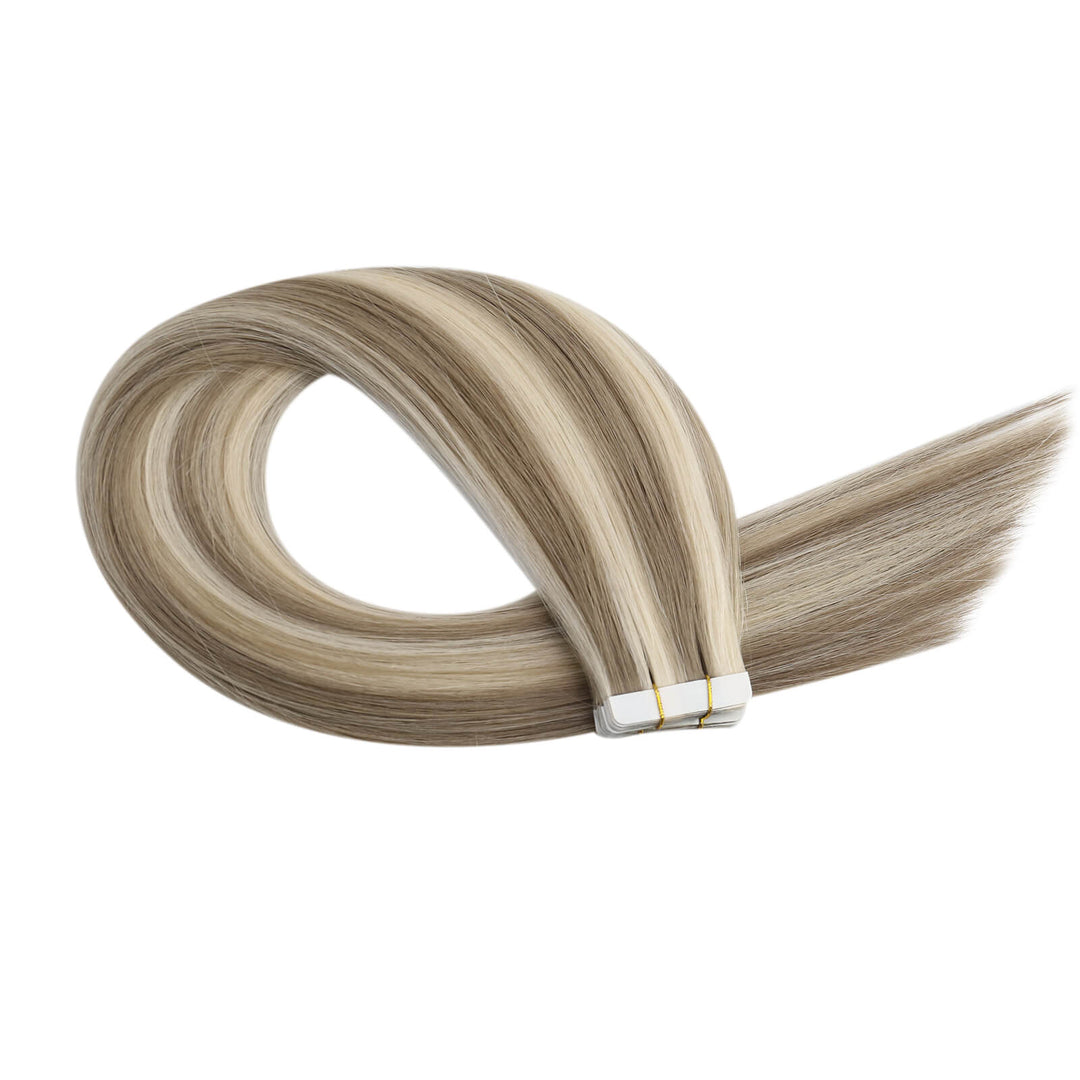[NEW] Tape in Extensions Virgin Human Hair Blonde Highlights#P8/60 |Easyouth