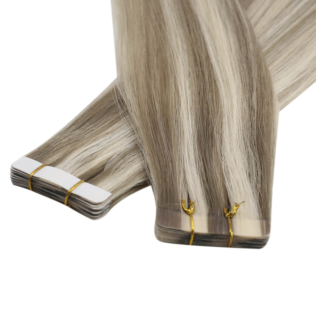 [NEW] Tape in Extensions Virgin Human Hair Blonde Highlights#P8/60 |Easyouth