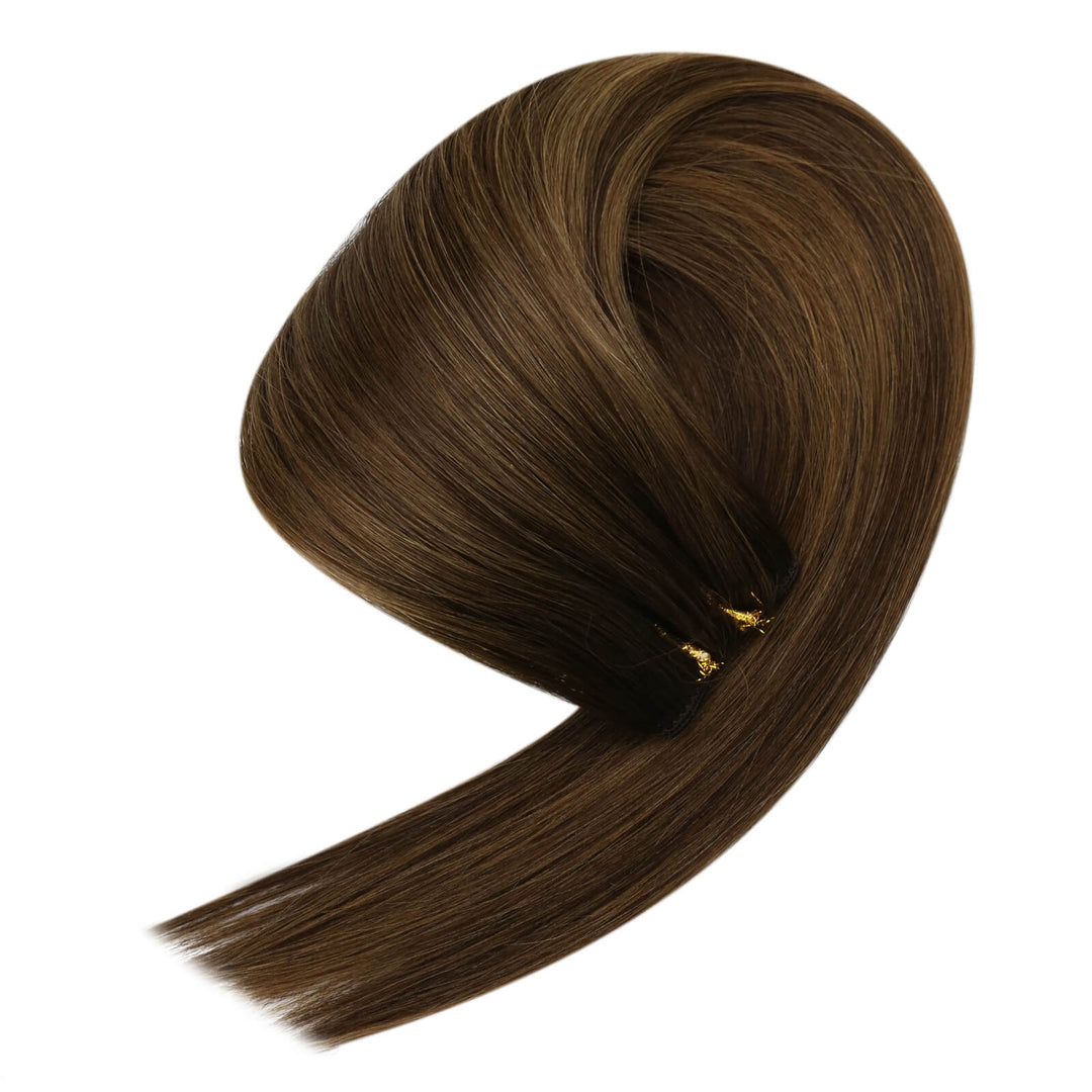 [NEW]Weft Human Hair Extensions Virgin Hair Balayage Brown #DU |Easyouth