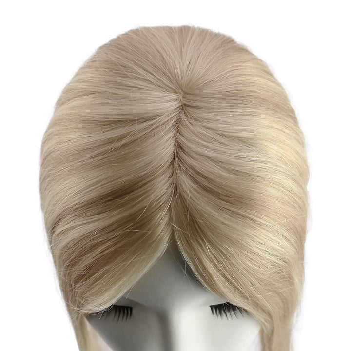 Toppers Hair Pieces 3*5inch Remy Human Hair Highlighted Blonde #P18/613 |Easyouth