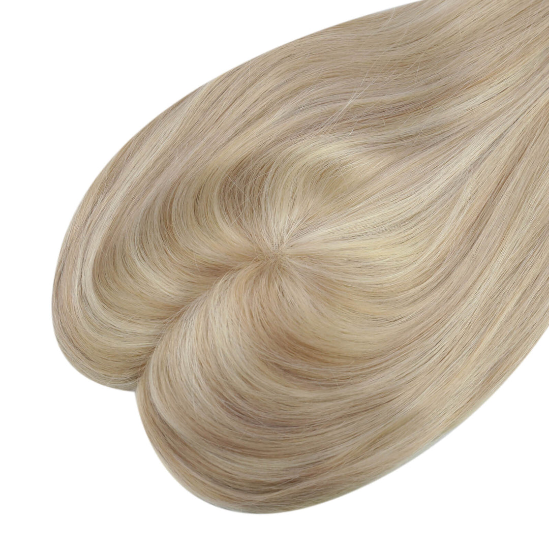 Toppers Hair Pieces 13*13cm Remy Human Hair Highlighted Blonde #18/613 |Easyouth