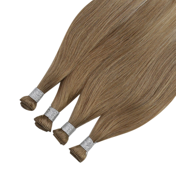 [NEW]Hand Tied Weft Human Bundles Virgin Hair Balayage Blonde #BA8/60 |Easyouth