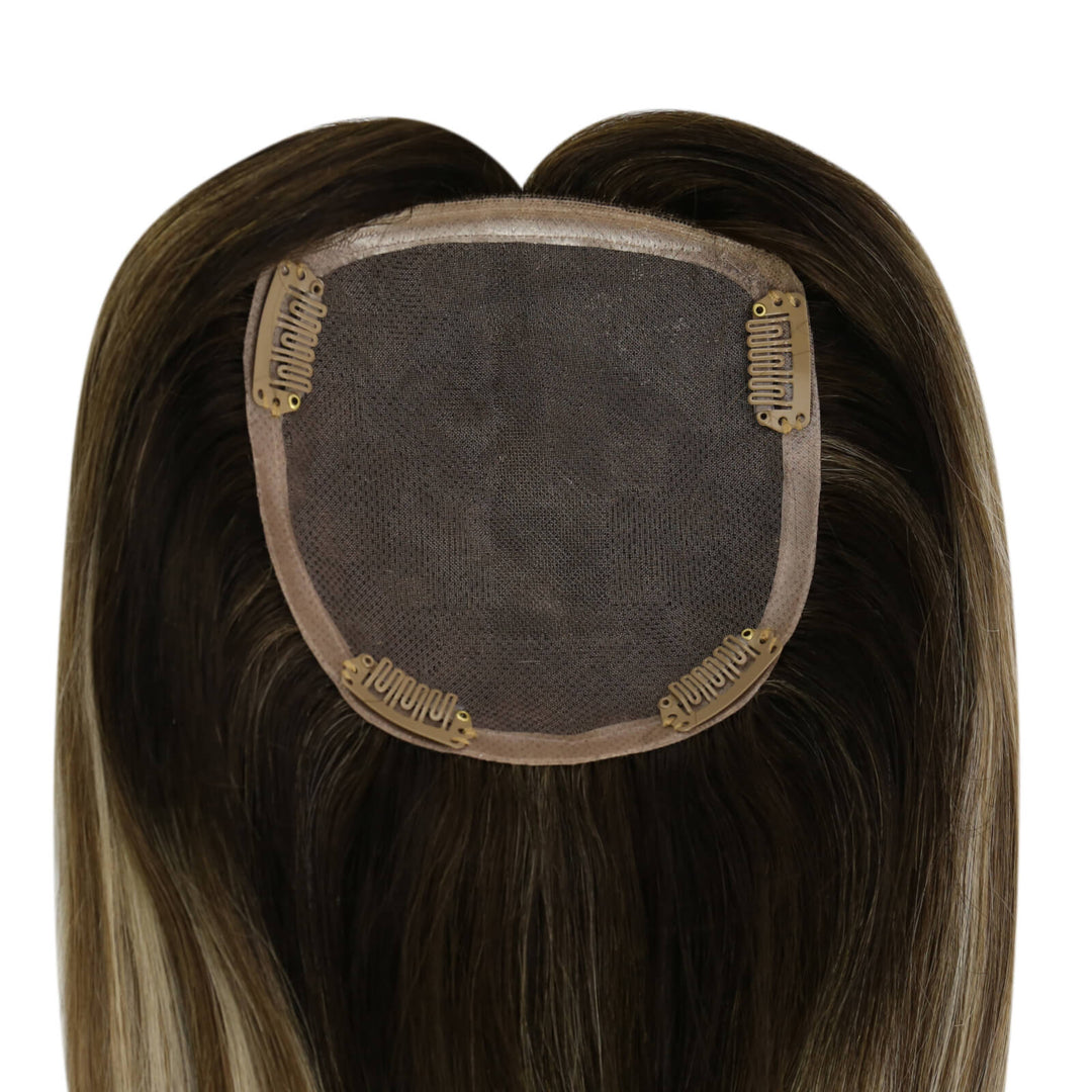Toppers Hair Pieces 13*13cm Remy Human Hair Balayage Brown 3/8/22 |Easyouth