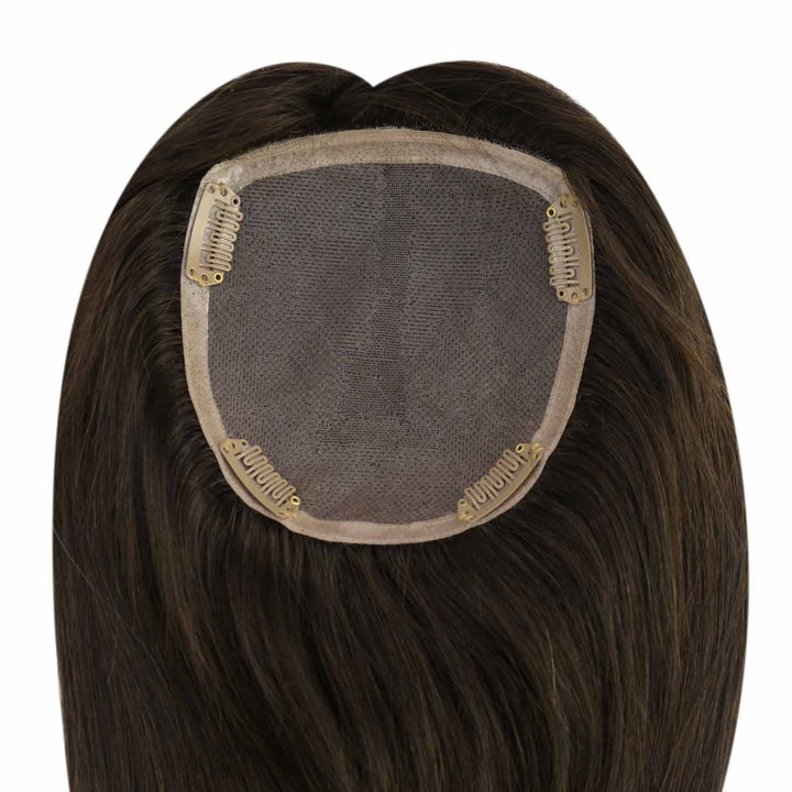 Toppers Hair Pieces 13*13cm Remy Human Hair Darkest Brown #2 |Easyouth