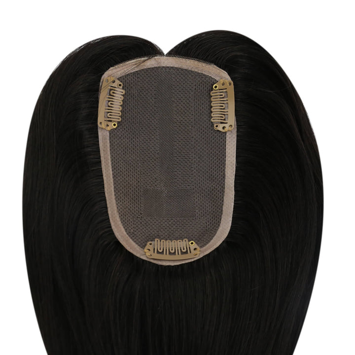 Toppers Hair Pieces 3*5inch Remy Human Hair Off Black #1B |Easyouth