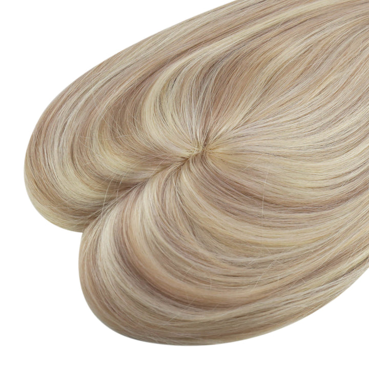 Toppers Hair Pieces 3*5inch Remy Human Hair Highlighted Blonde #P18/613 |Easyouth