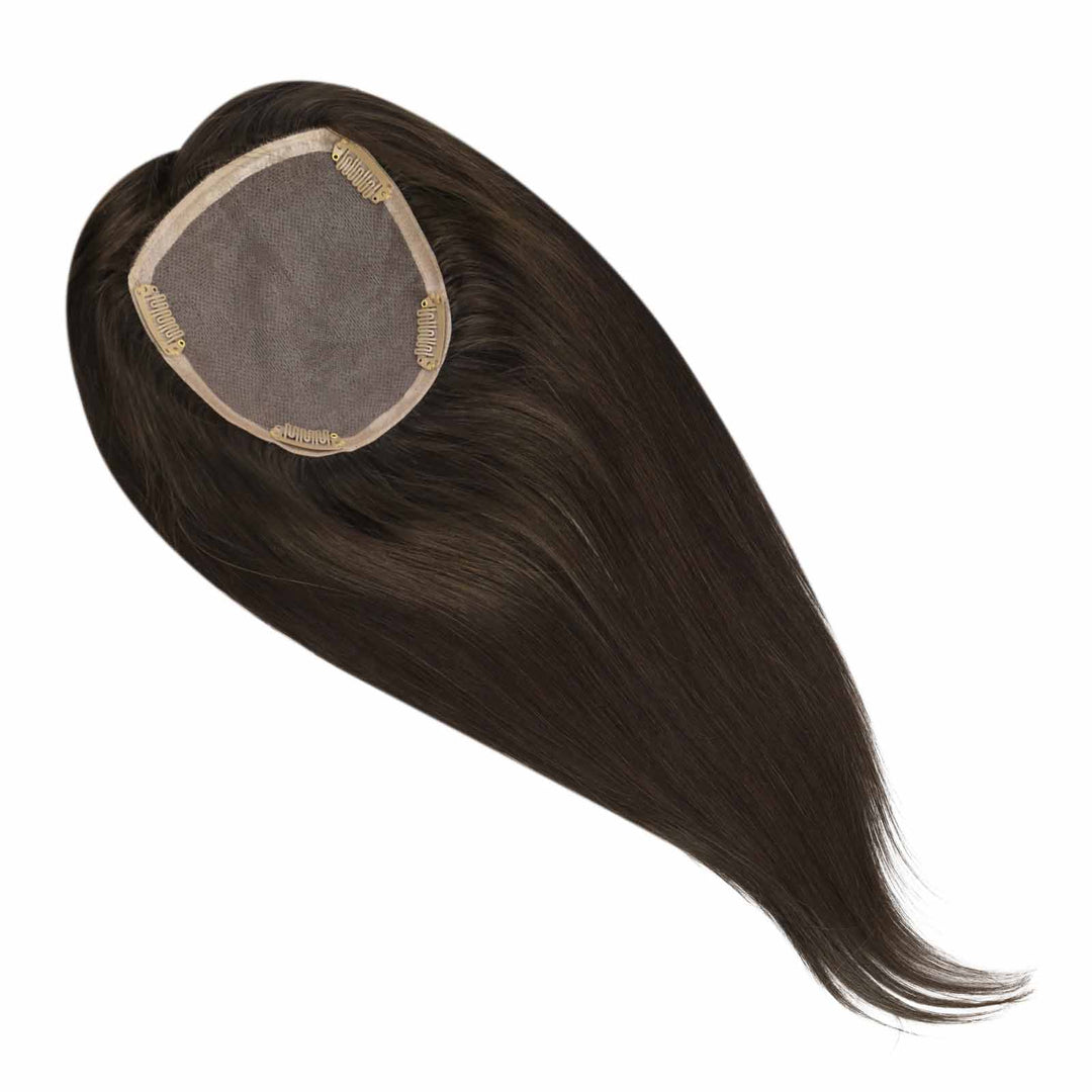 Toppers Hair Pieces 13*13cm Remy Human Hair Darkest Brown #2 |Easyouth