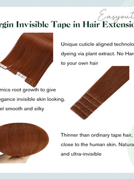 [New]Copper Hair Extensions Healthy Virgin Injection Human Tape In Hair Extensions#33