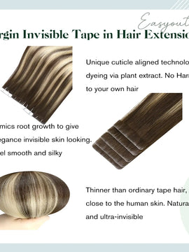 [New]The Best Tape In Hair Extensions Tape Extensions Balayage Virgin Injection Hair #4/8/4/22/800