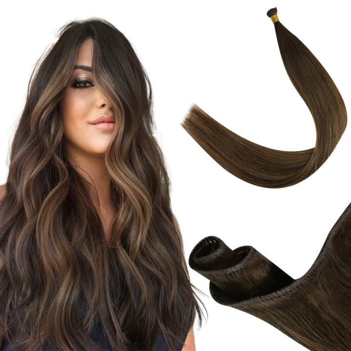 Easyouth Hair Genius Weft Extensions Virgin Hair Dark Brown with Brown #DU