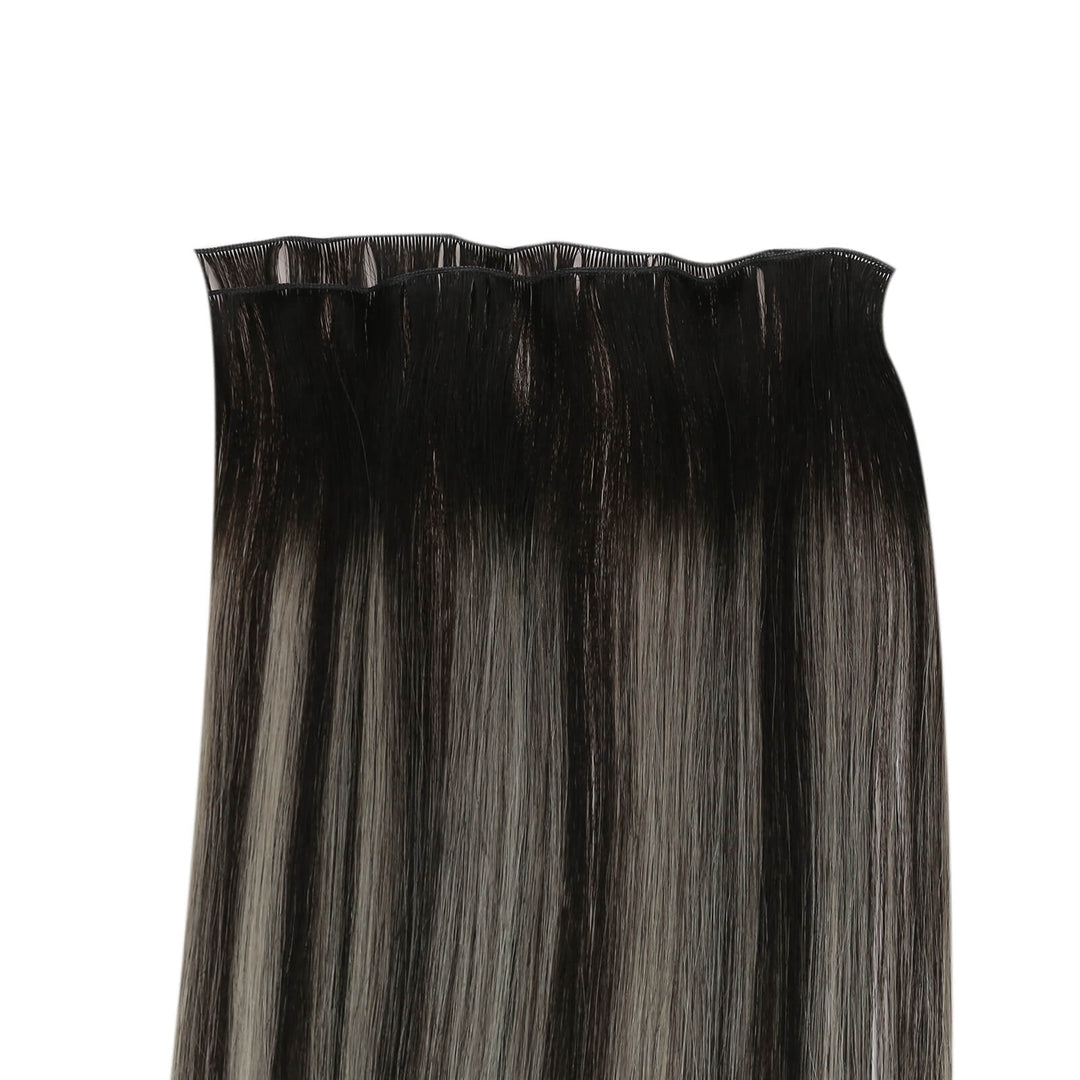 Easyouth Genius Weft Extensions Virgin Hair Black with Sliver#1B/Sliver/1B