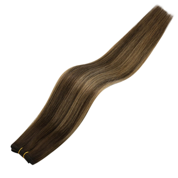 [NEW]Weft Human Hair Extensions Virgin Hair Balayage Brown #BM |Easyouth