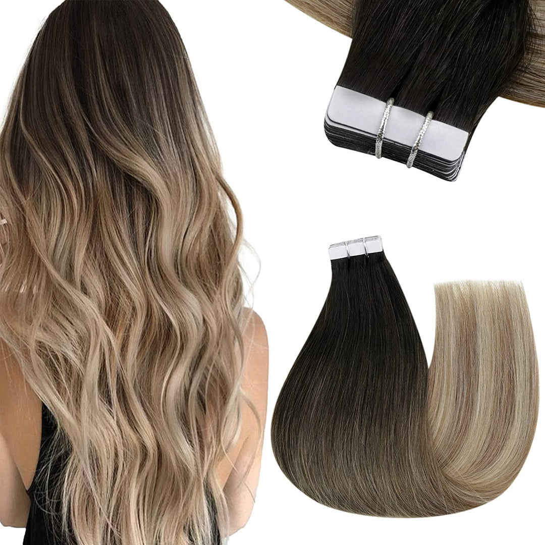 Tape in Hair Extensions Balayage #1B/8/22