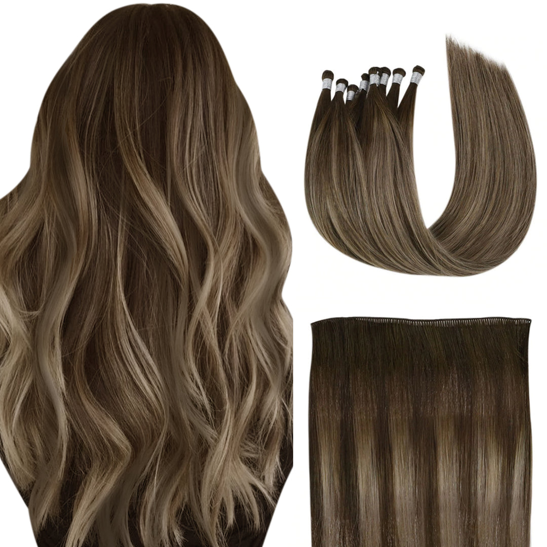 Invisible Hybrid Weft Hair Extensions Install for Fine Hair