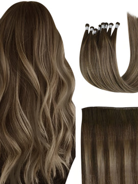 Hand Tied Weft Human Bundles Virgin Hair Balayage Highlights #4/27/4 |Easyouth