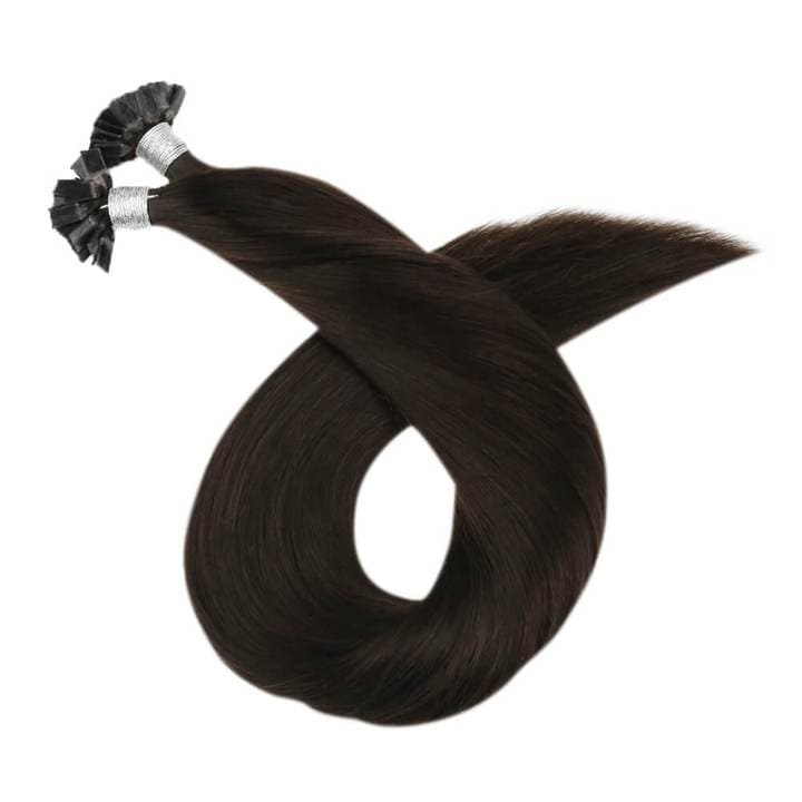 Flat Tip Hair Extensions Dark Brown Color Remy Human Hair #2