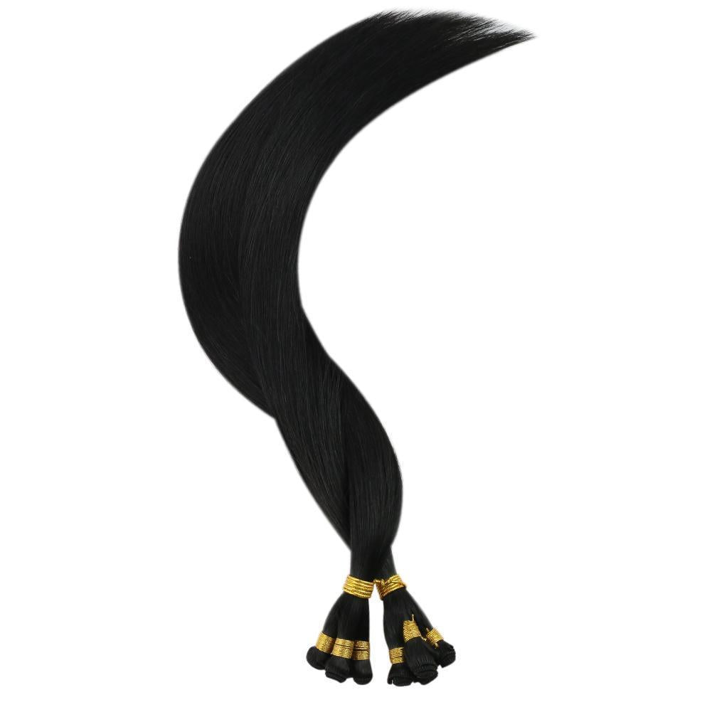 pure color jet black human hair weft